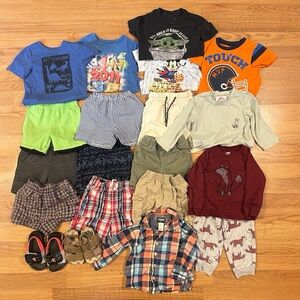 Toddler Boys 2T Clothing Bundle-Tops, Shorts, Shoes Boys Outfits Mixed Lot